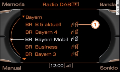 Lista de emisoras DAB si se interrumpe la recepción